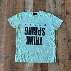 Urban Outfitters Women's Mint Green Spring Break Short Sleeve Funny T-Shirt -M